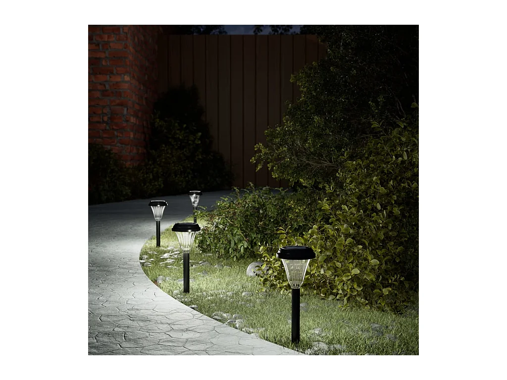 Lampes solaires d'allées et piquets de sol 12 pcs blanc FR640996