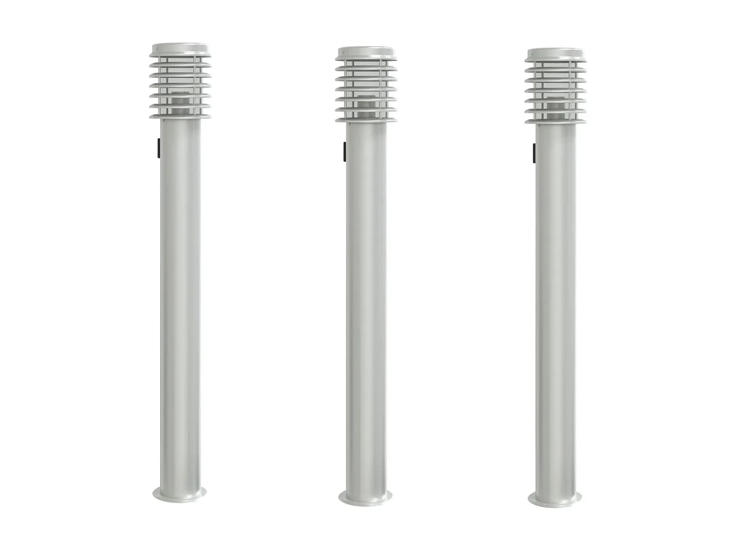 Lampadaires d'extérieur et sortie 3pcs argenté acier inoxydable FR422523