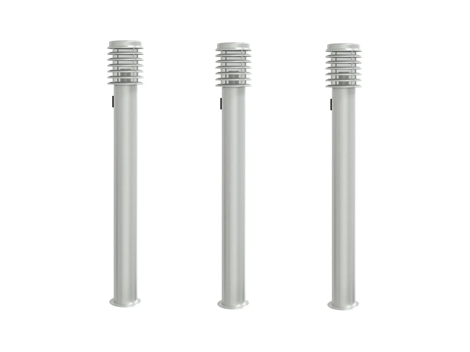 Lampadaires d'extérieur et sortie 3pcs argenté acier inoxydable FR422523