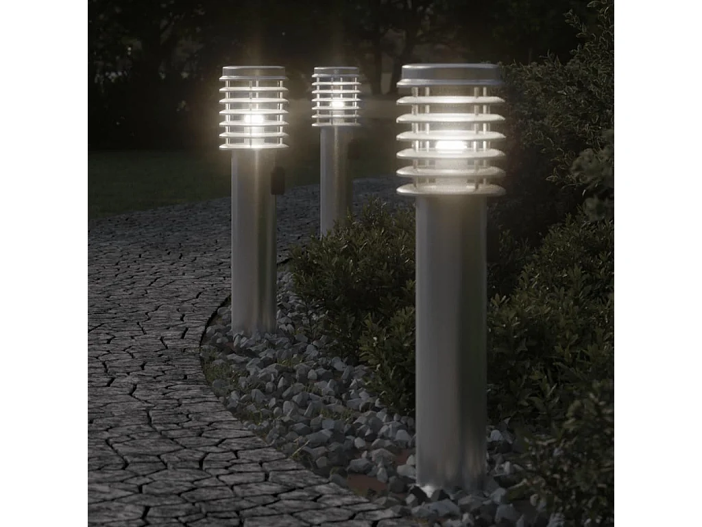 Lampadaire d'extérieur et sortie argenté 60 cm acier inoxydable FR300870