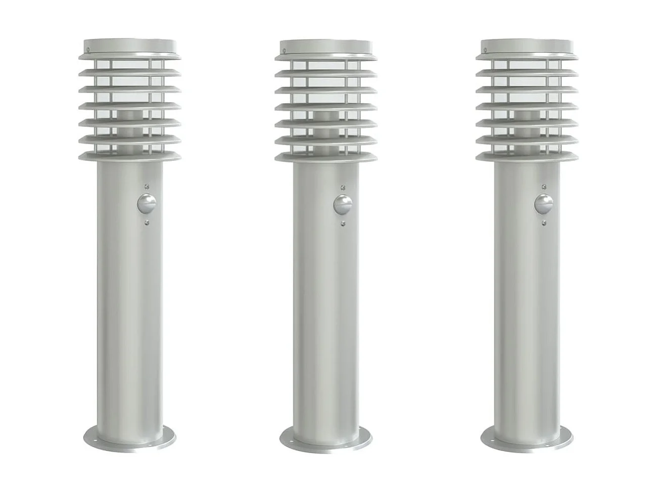 Lampadaires d'extérieur avec capteurs 3 pcs acier inoxydable FR849028