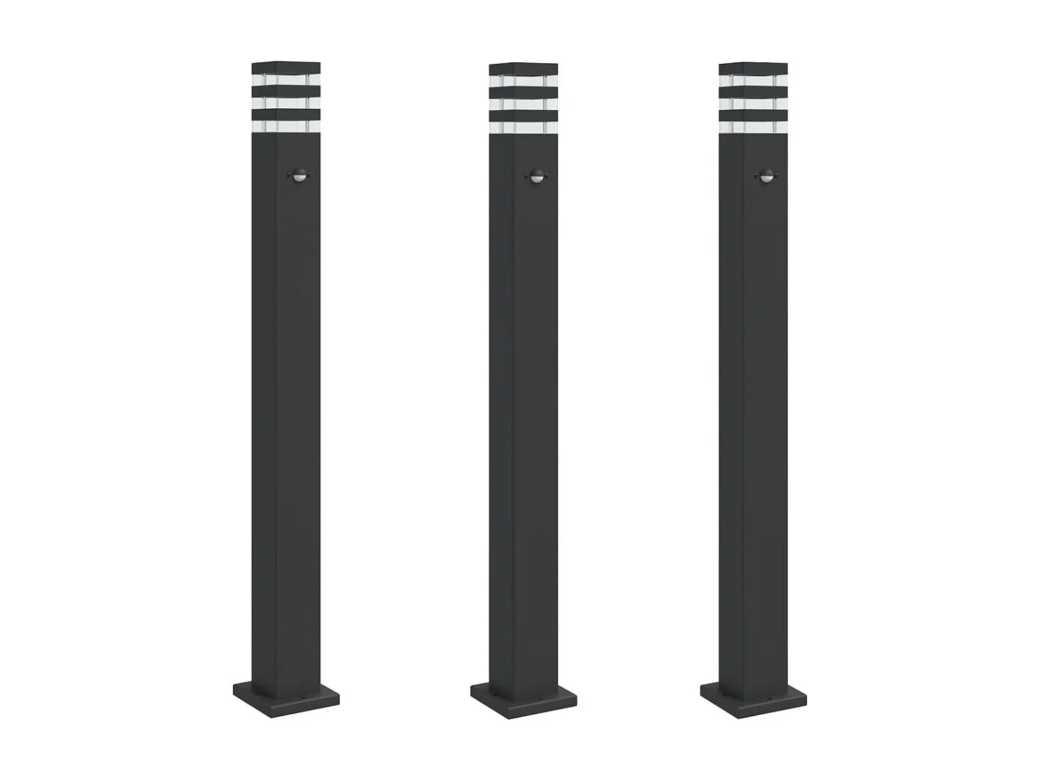 Lampadaires d'extérieur avec capteur 3 pcs noir 110cm aluminium FR751012