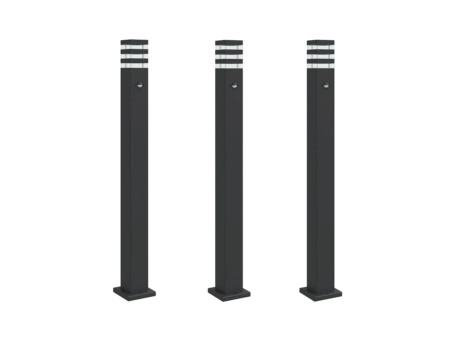 Lampadaires d'extérieur avec capteur 3 pcs noir 110cm aluminium FR751012