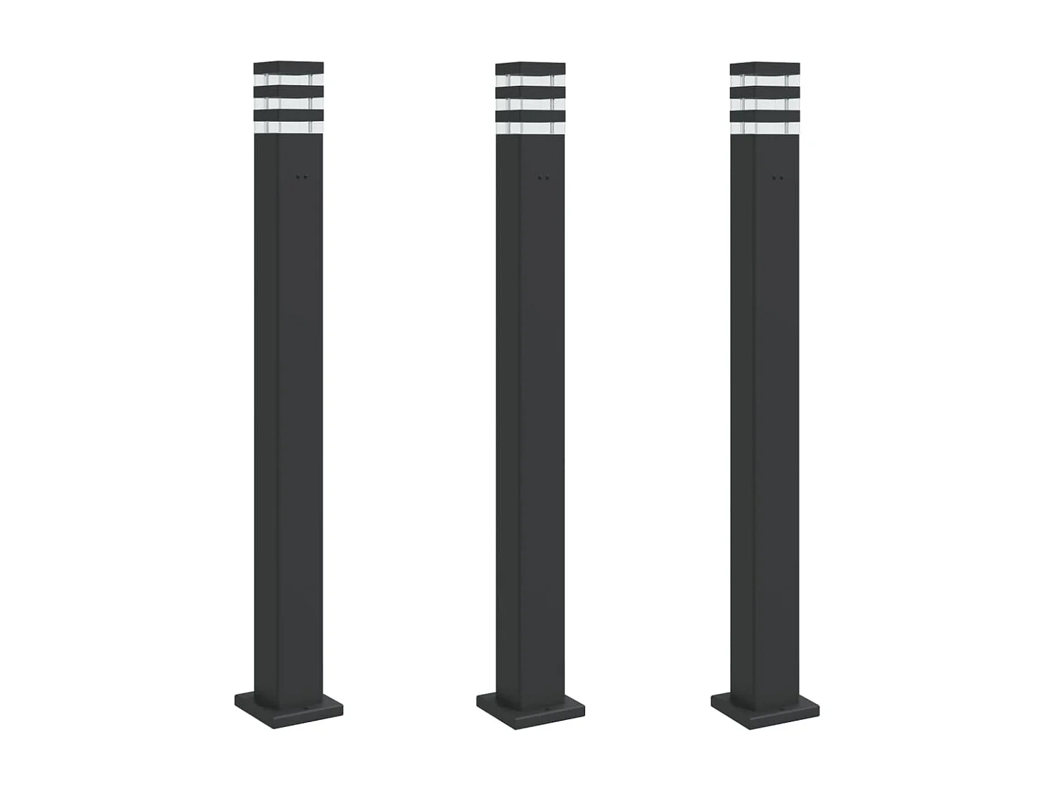 Lampadaires d'extérieur avec sortie 3 pcs noir 110 cm aluminium FR865269