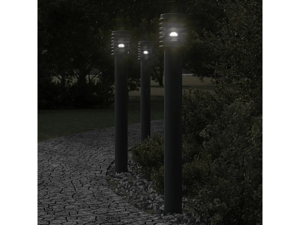 Lampadaire d'extérieur noir 110 cm acier inoxydable FR117037