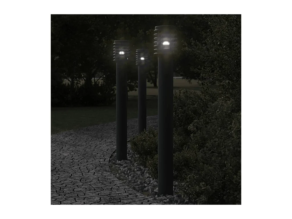 Lampadaire d'extérieur noir 110 cm acier inoxydable FR117037