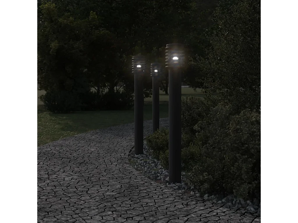 Lámpara de suelo de exterior acero inoxidable negro 110 cm ES111546