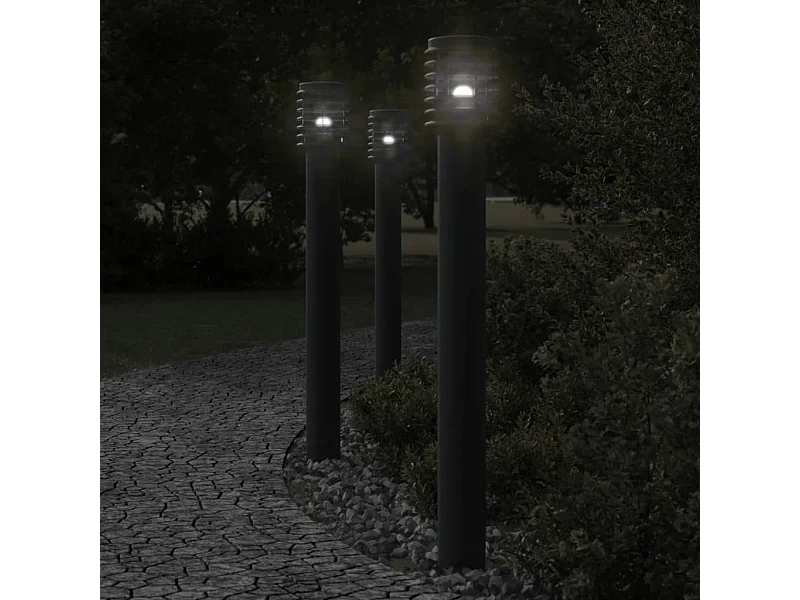 Vloerlamp voor buiten 110 cm roestvrijstaal zwart BE317427