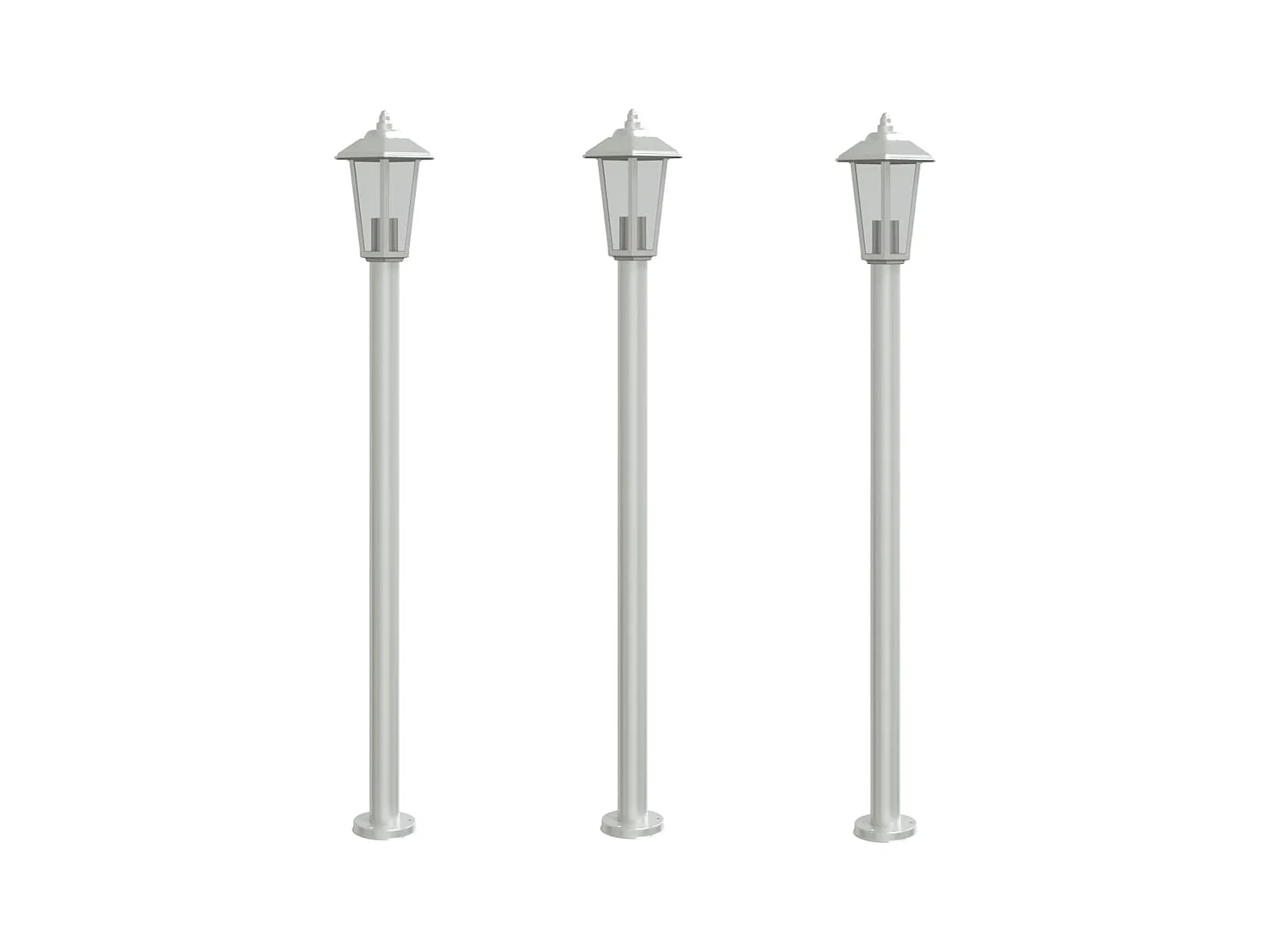 Lampadaires d'extérieur 3 pcs argenté 120 cm acier inoxydable FR176312