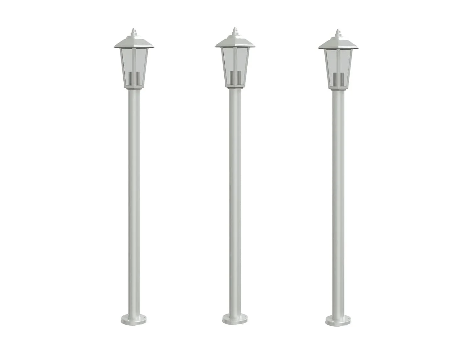 Lampadaires d'extérieur 3 pcs argenté 120 cm acier inoxydable FR176312