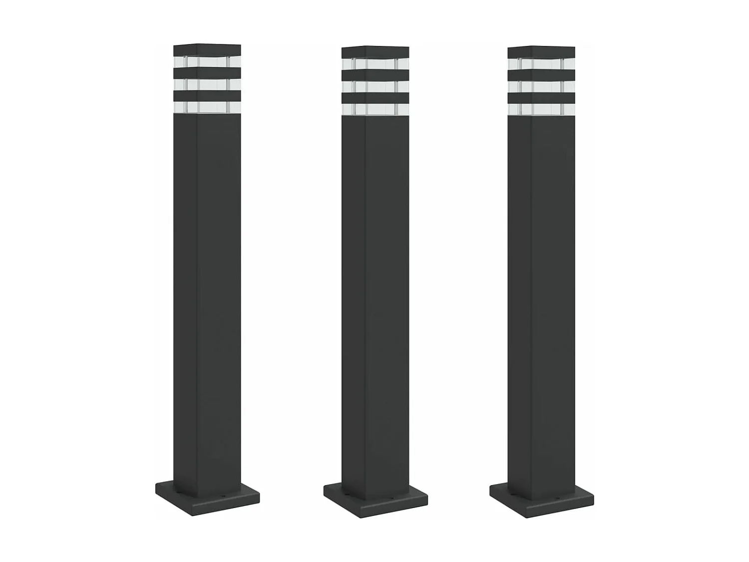 Lampadaires d'extérieur 3 pcs noir 80 cm aluminium FR179460