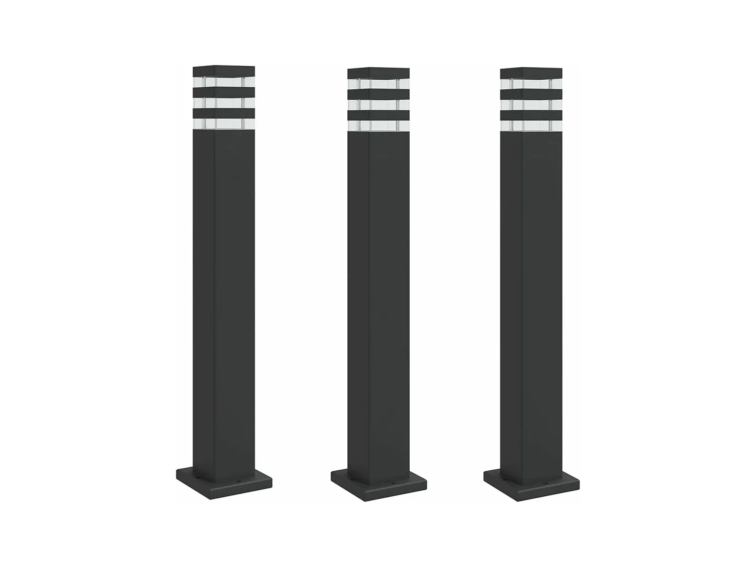 Lampadaires d'extérieur 3 pcs noir 80 cm aluminium FR179460