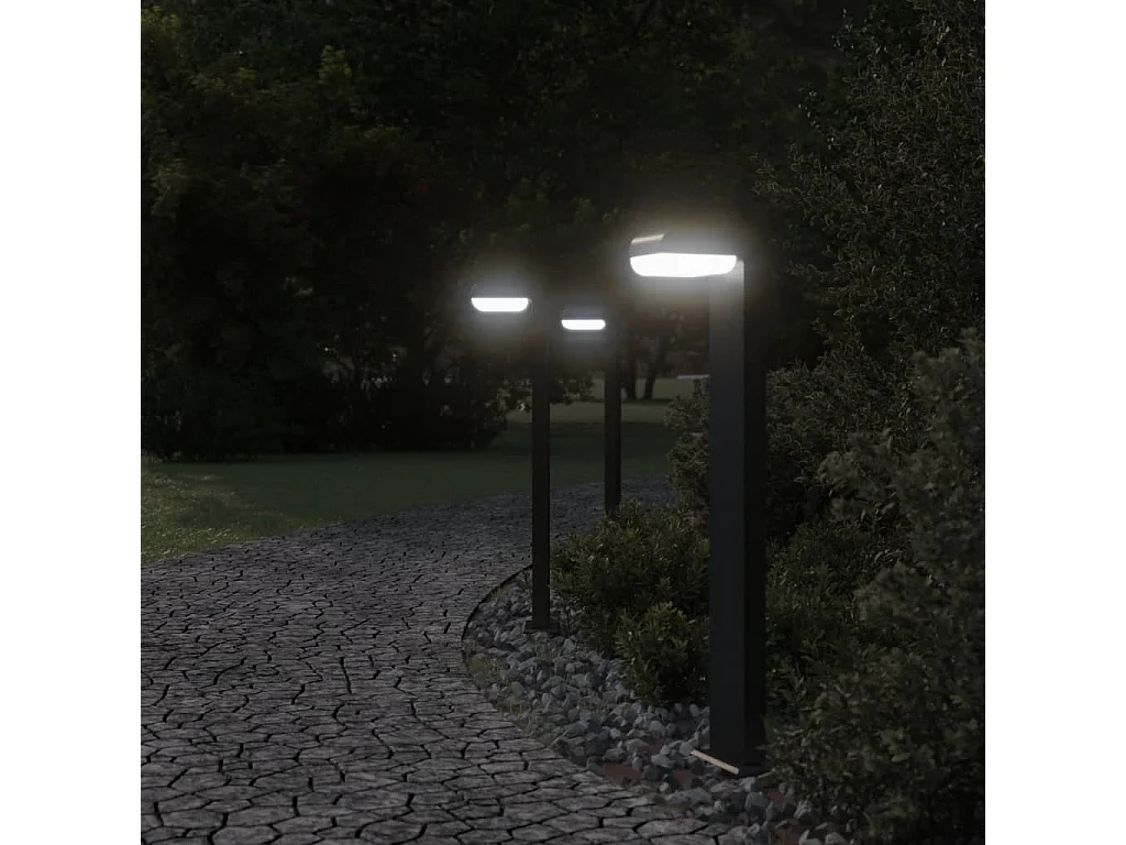 Lampadaires d'extérieur 3pcs noir aluminium moulé sous pression FR799263