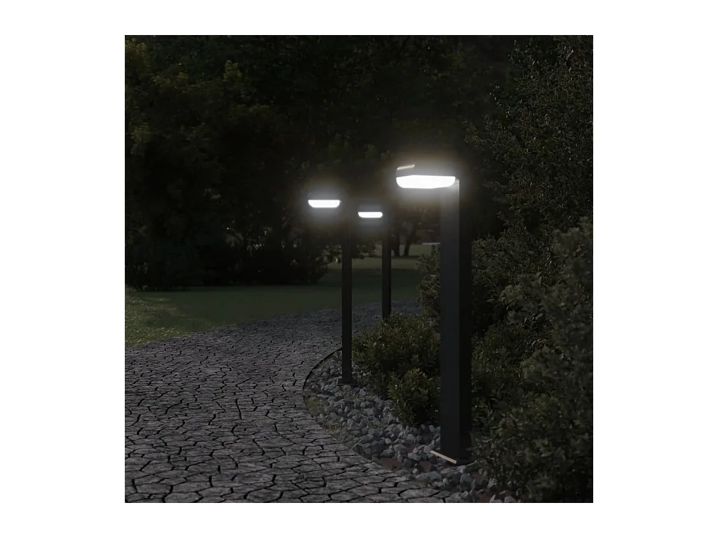 Lampadaires d'extérieur 3pcs noir aluminium moulé sous pression FR799263