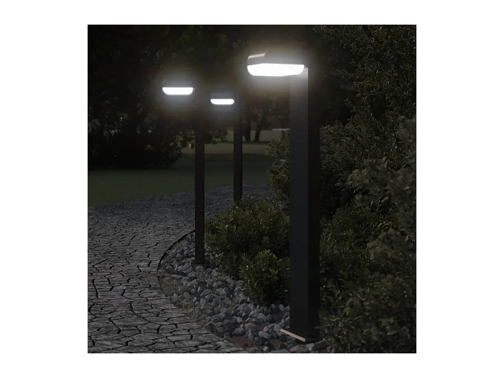 Lampadaires d'extérieur 3pcs noir aluminium moulé sous pression FR799263