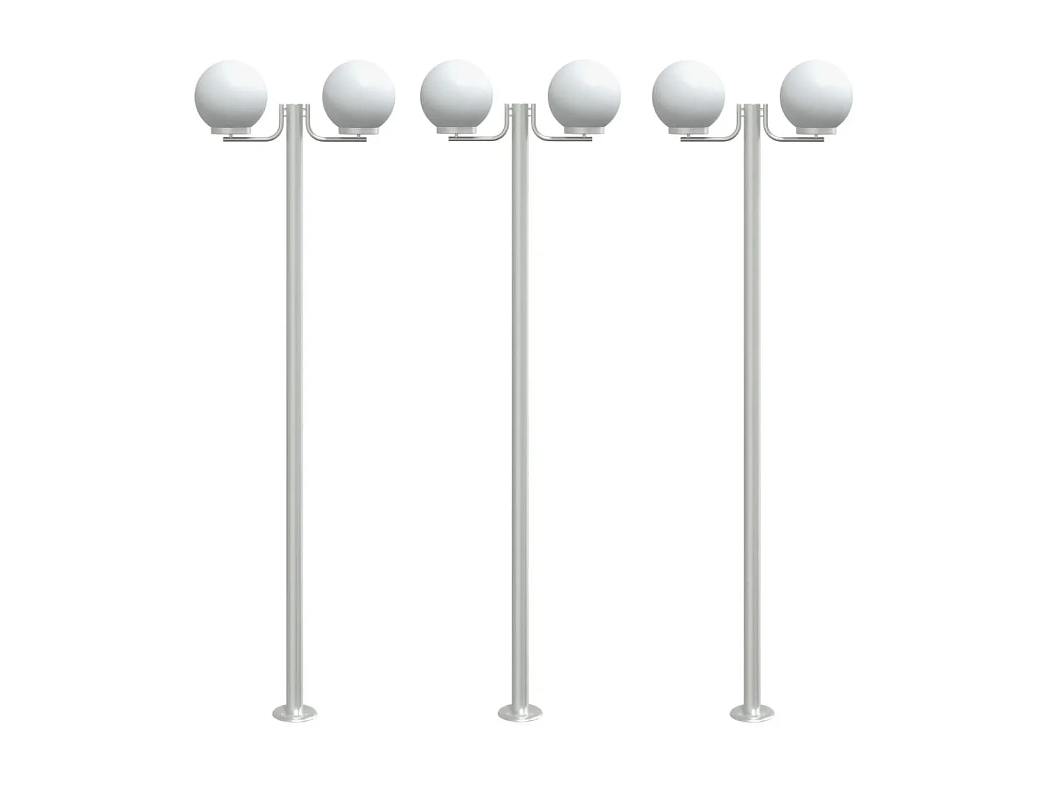 Candeeiro de chão para exterior 3 pcs 215 cm aço inox. prateado PT990690