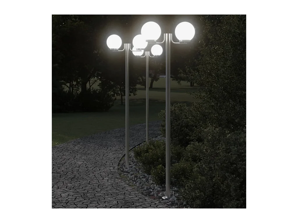 Lampadaires d'extérieur 3 pcs argenté 215 cm acier inoxydable FR997660