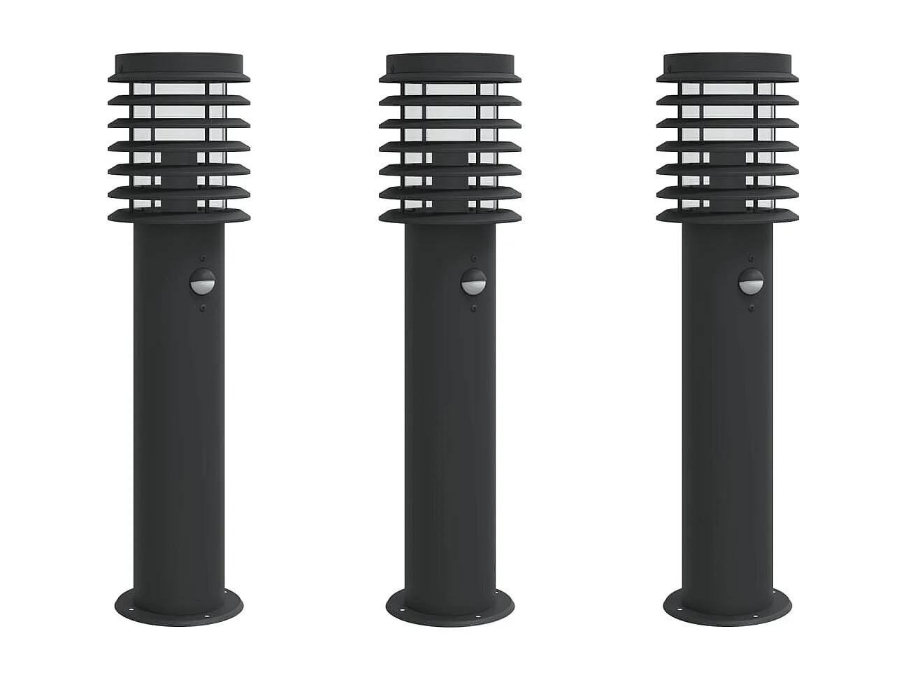 Buitenvloerlampen 3 st met sensors roestvrijstaal zwart BE821973