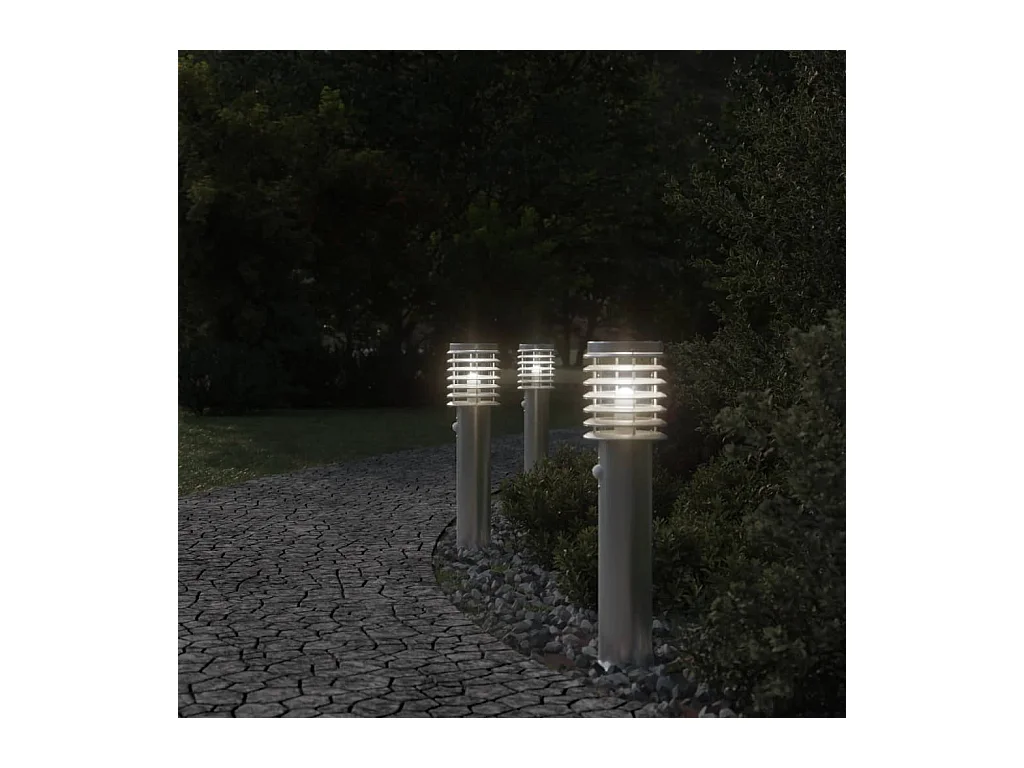 Lampadaire d'extérieur avec capteur argenté acier inoxydable FR301162