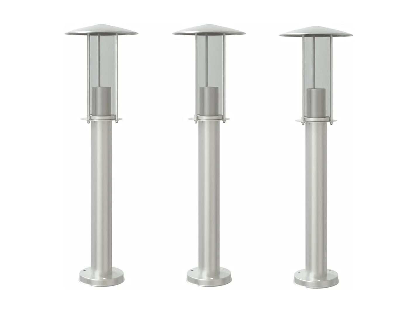 Lampadaires d'extérieur 3 pcs argenté 60 cm acier inoxydable FR784786