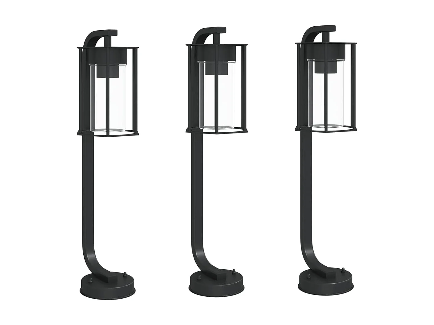 Lampadaires d'extérieur 3 pcs noir 60 cm acier inoxydable FR465291