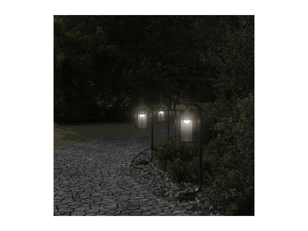 Lámparas de suelo de exterior 3 uds acero inoxidable negro 60cm ES586292