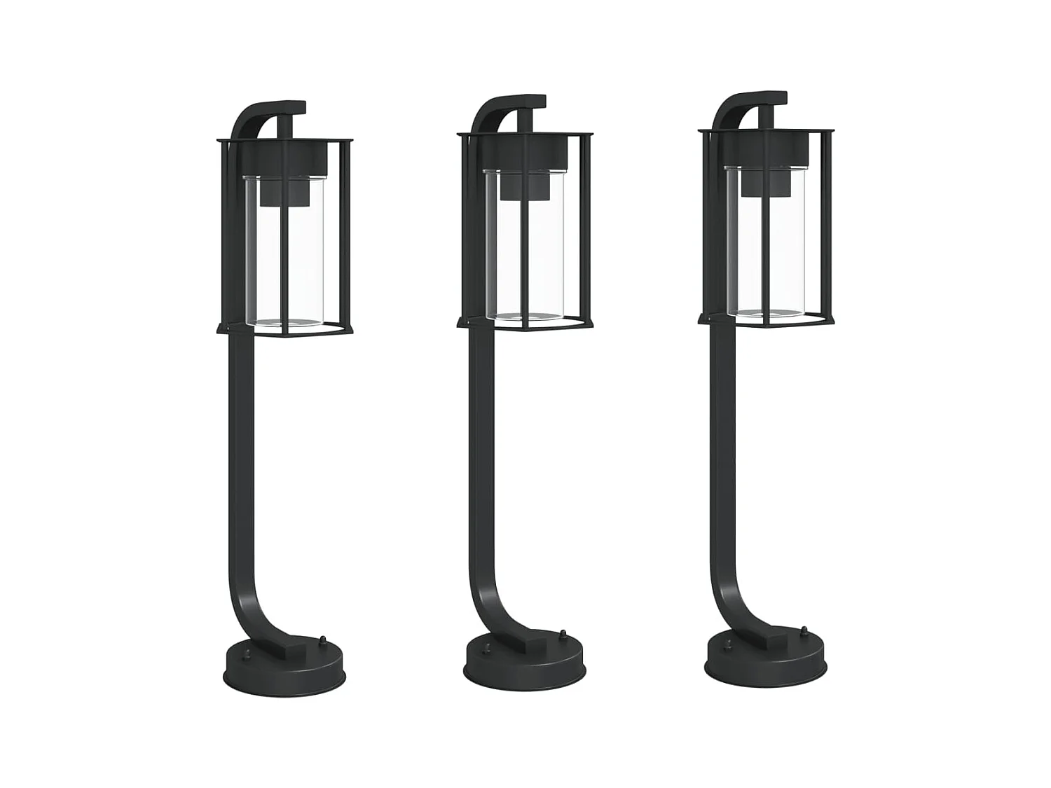 Lámparas de suelo de exterior 3 uds acero inoxidable negro 60cm ES586292
