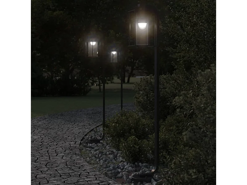 Lampadaires d'extérieur 3 pcs noir 100 cm acier inoxydable FR196731