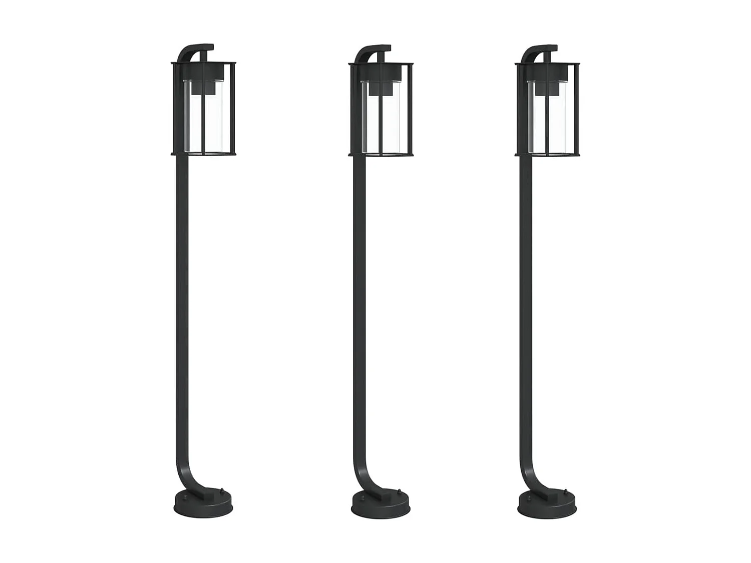 Lampadaires d'extérieur 3 pcs noir 100 cm acier inoxydable FR196731