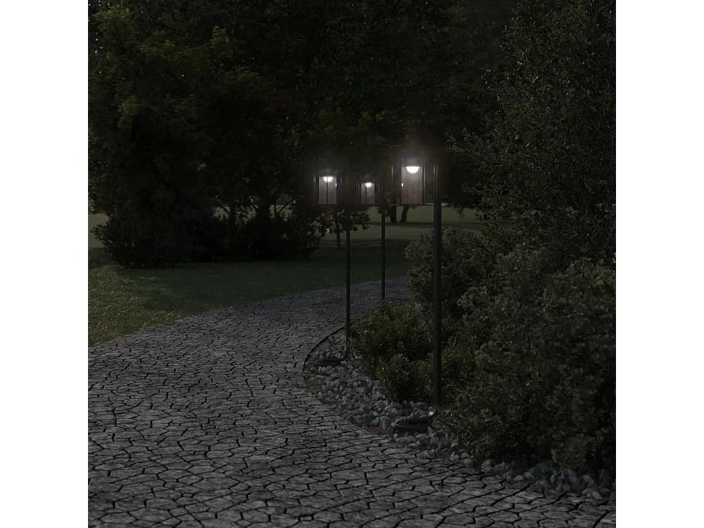 Lampadaires d'extérieur 3 pcs noir 100 cm acier inoxydable FR196731