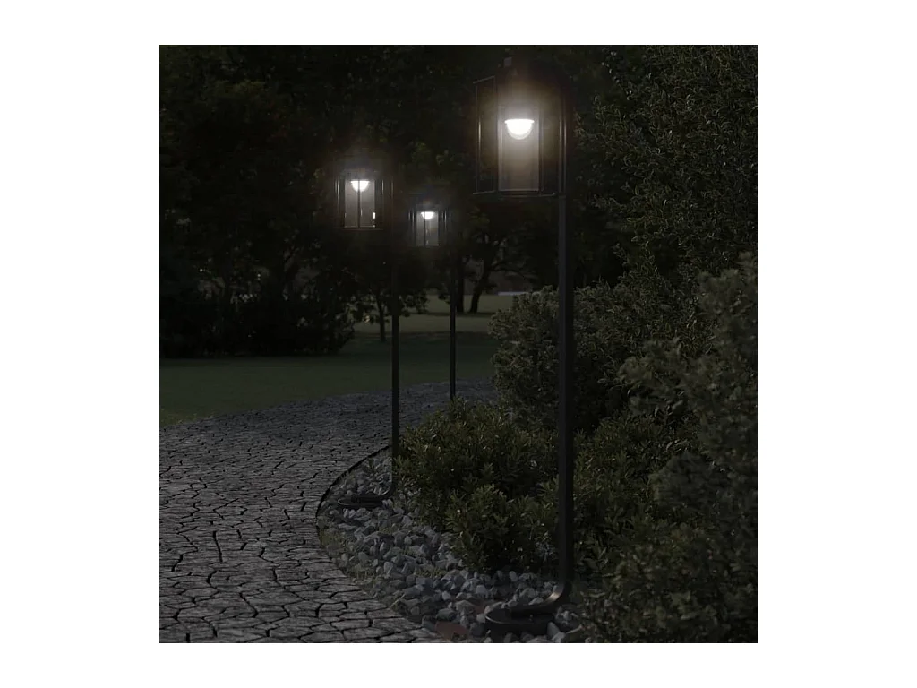 Lampadaires d'extérieur 3 pcs noir 100 cm acier inoxydable FR196731