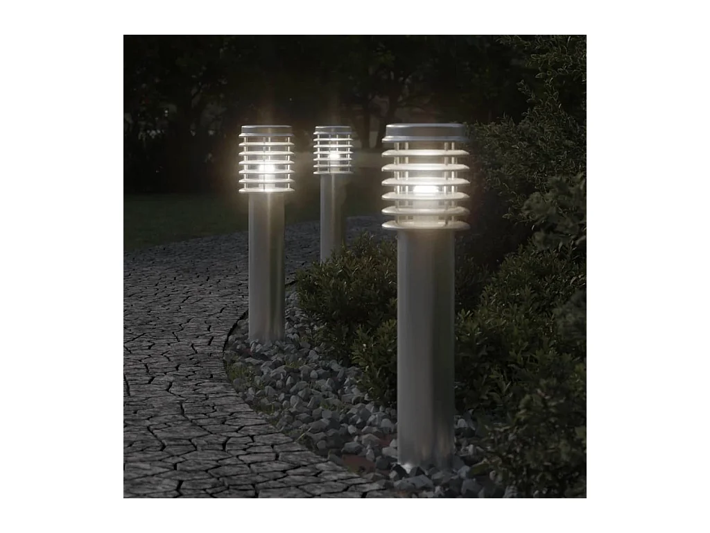 Lampadaire d'extérieur argenté 60 cm acier inoxydable FR291816
