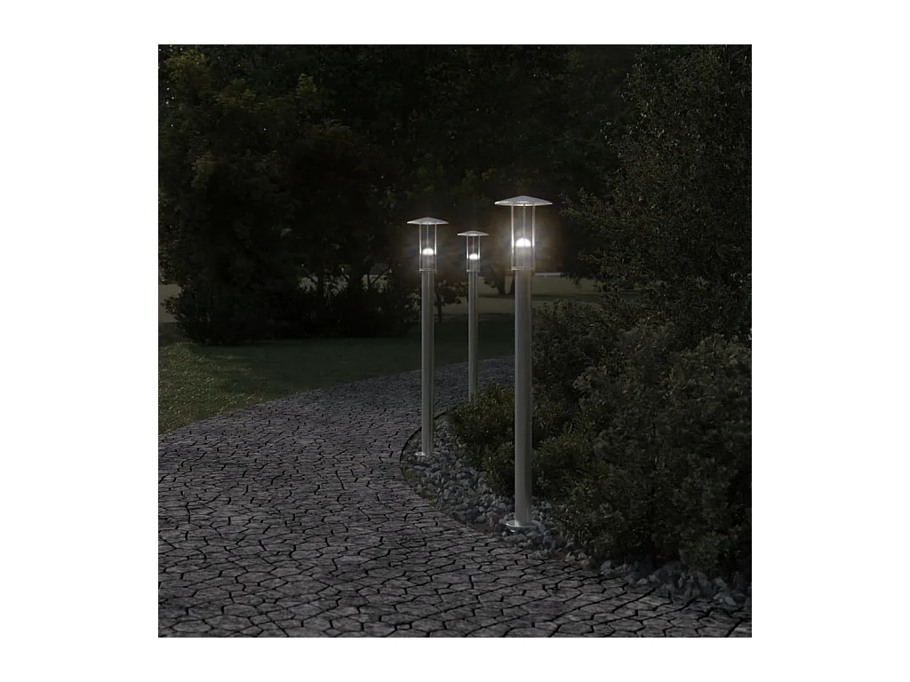 Lampadaire d'extérieur argenté 100 cm acier inoxydable FR607062