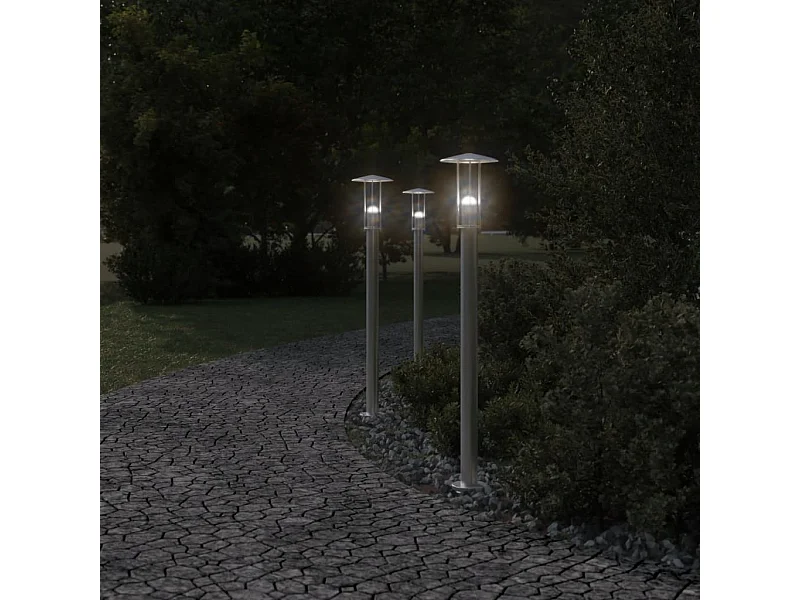 Lampadaire d'extérieur argenté 100 cm acier inoxydable FR607062