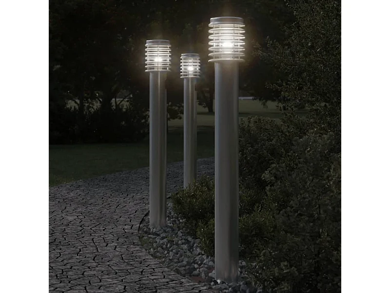 Lampadaire d'extérieur argenté 110 cm acier inoxydable FR274631