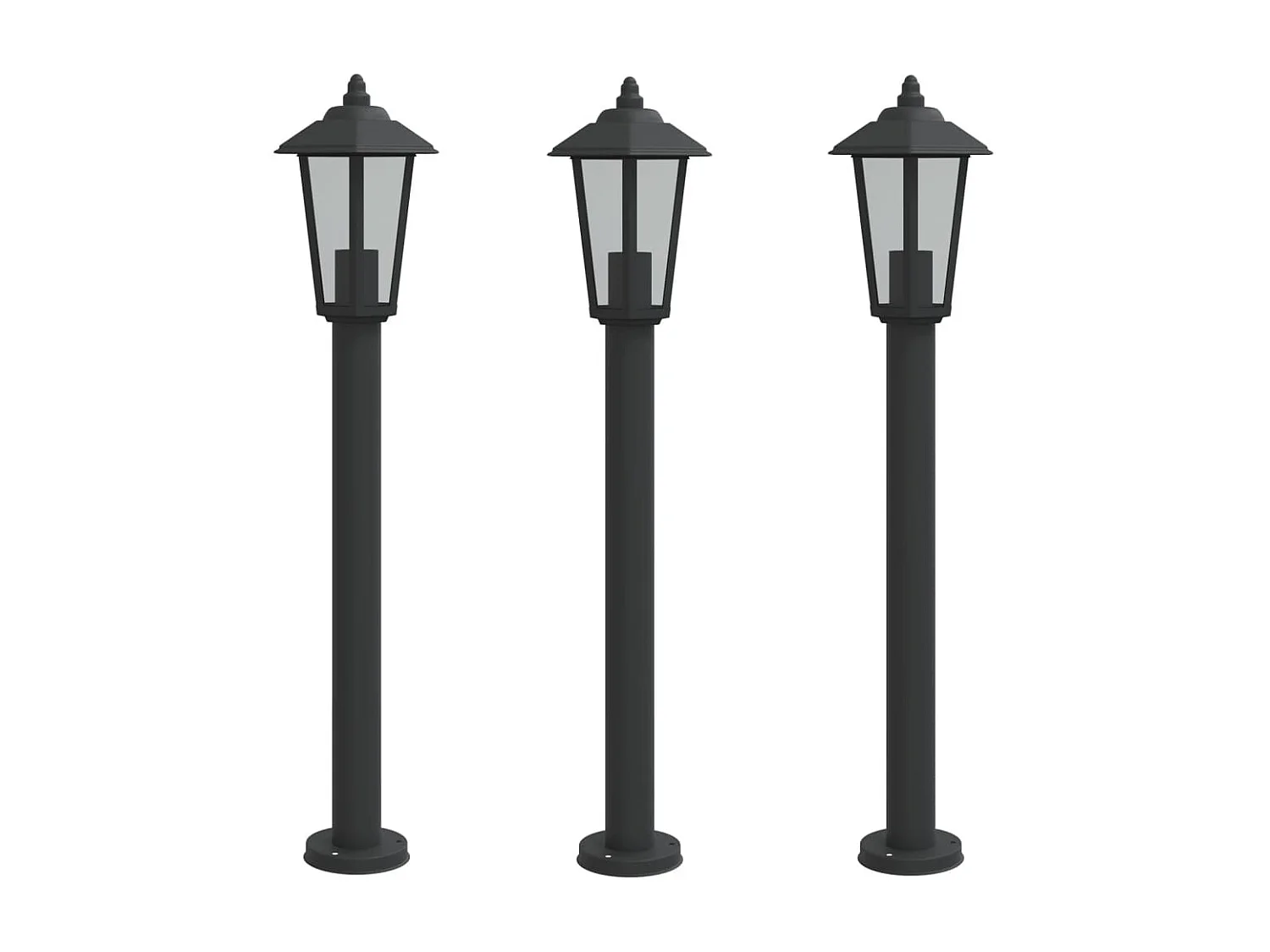 Vloerlamp voor buiten 3 st 80 cm roestvrijstaal zwart BE540973