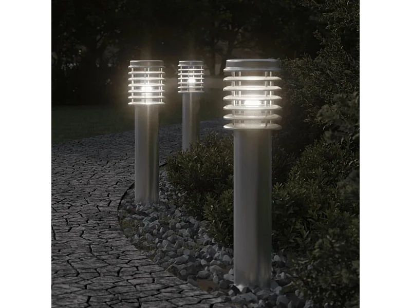 Candeeiros de chão para exterior 3 pcs 60 cm aço inox. prateado PT737487