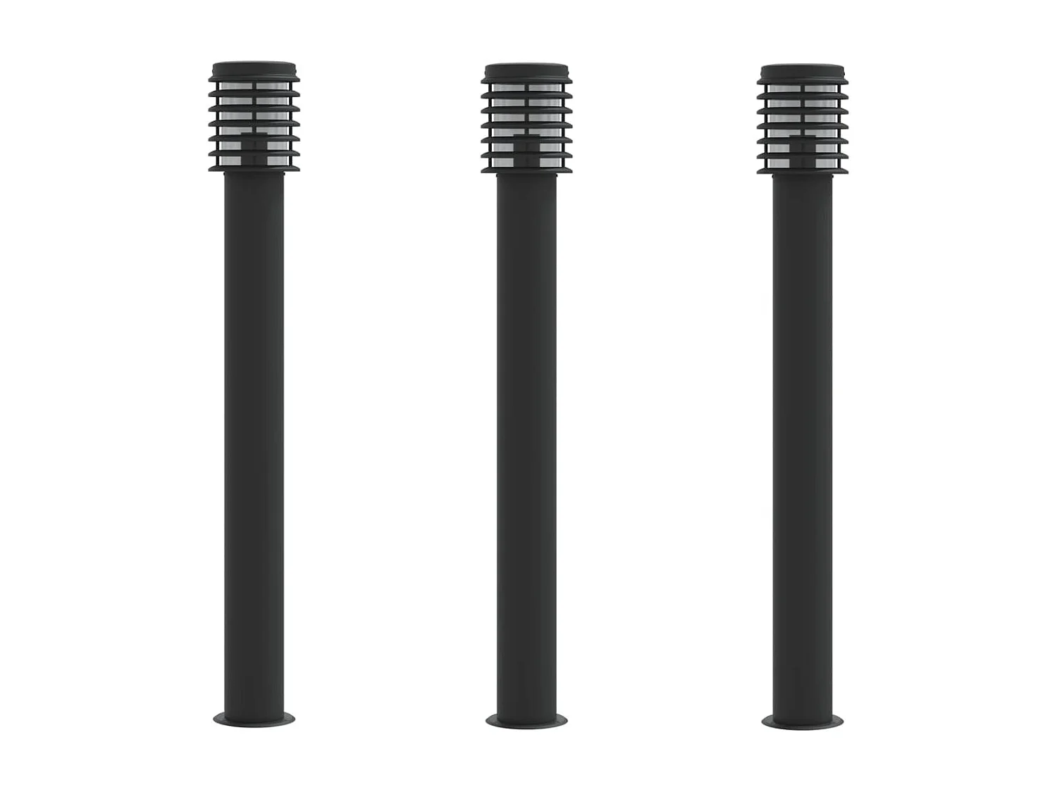 Vloerlamp voor buiten 3 st 110 cm roestvrijstaal zwart BE527280