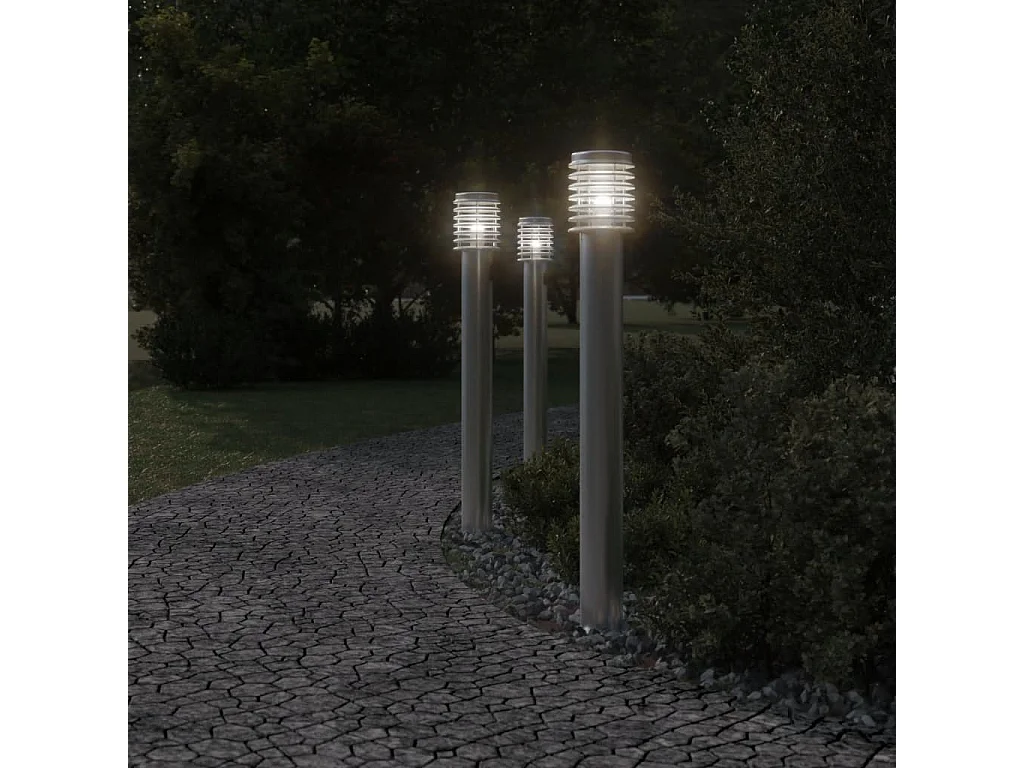 Lampadaire d'extérieur et sortie argenté 110cm acier inoxydable FR236577