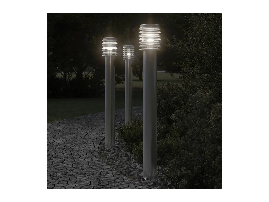 Lampadaire d'extérieur et sortie argenté 110cm acier inoxydable FR236577