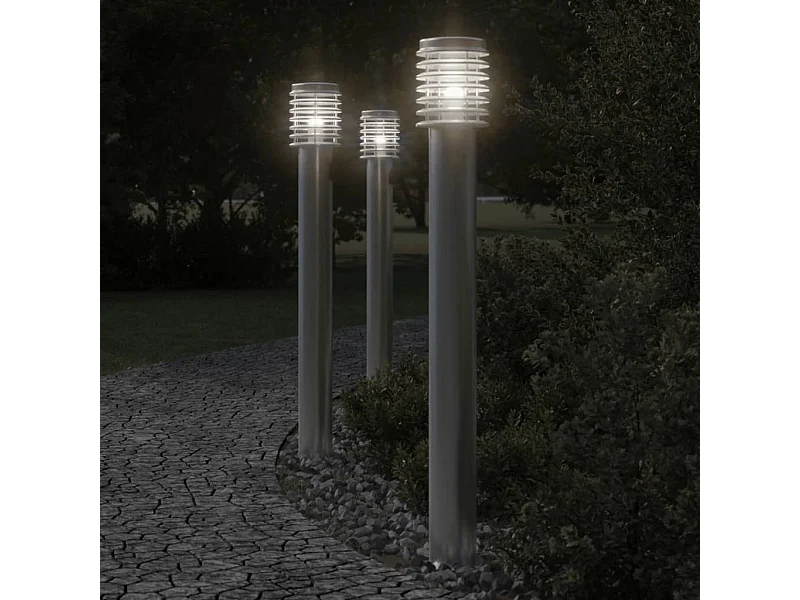 Lampadaire d'extérieur et sortie argenté 110cm acier inoxydable FR236577