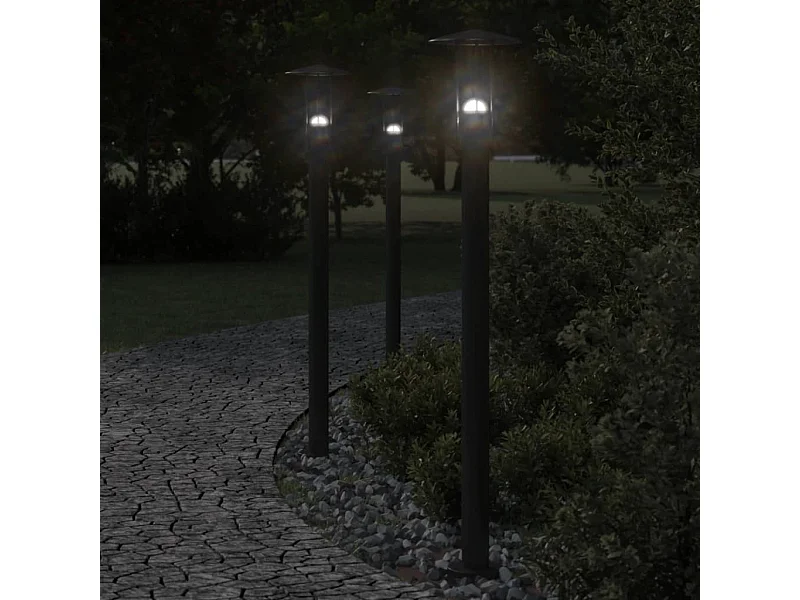 Lampadaire d'extérieur noir 100 cm acier inoxydable FR912442