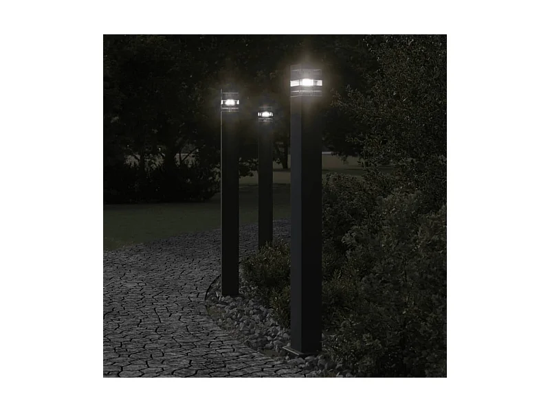 Lampadaires d'extérieur 3 pcs noir 110 cm aluminium FR241968