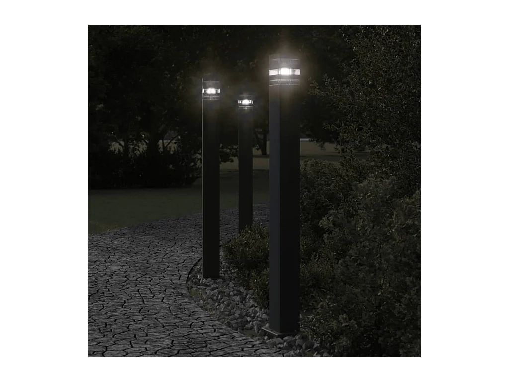 Lampadaires d'extérieur 3 pcs noir 110 cm aluminium FR241968