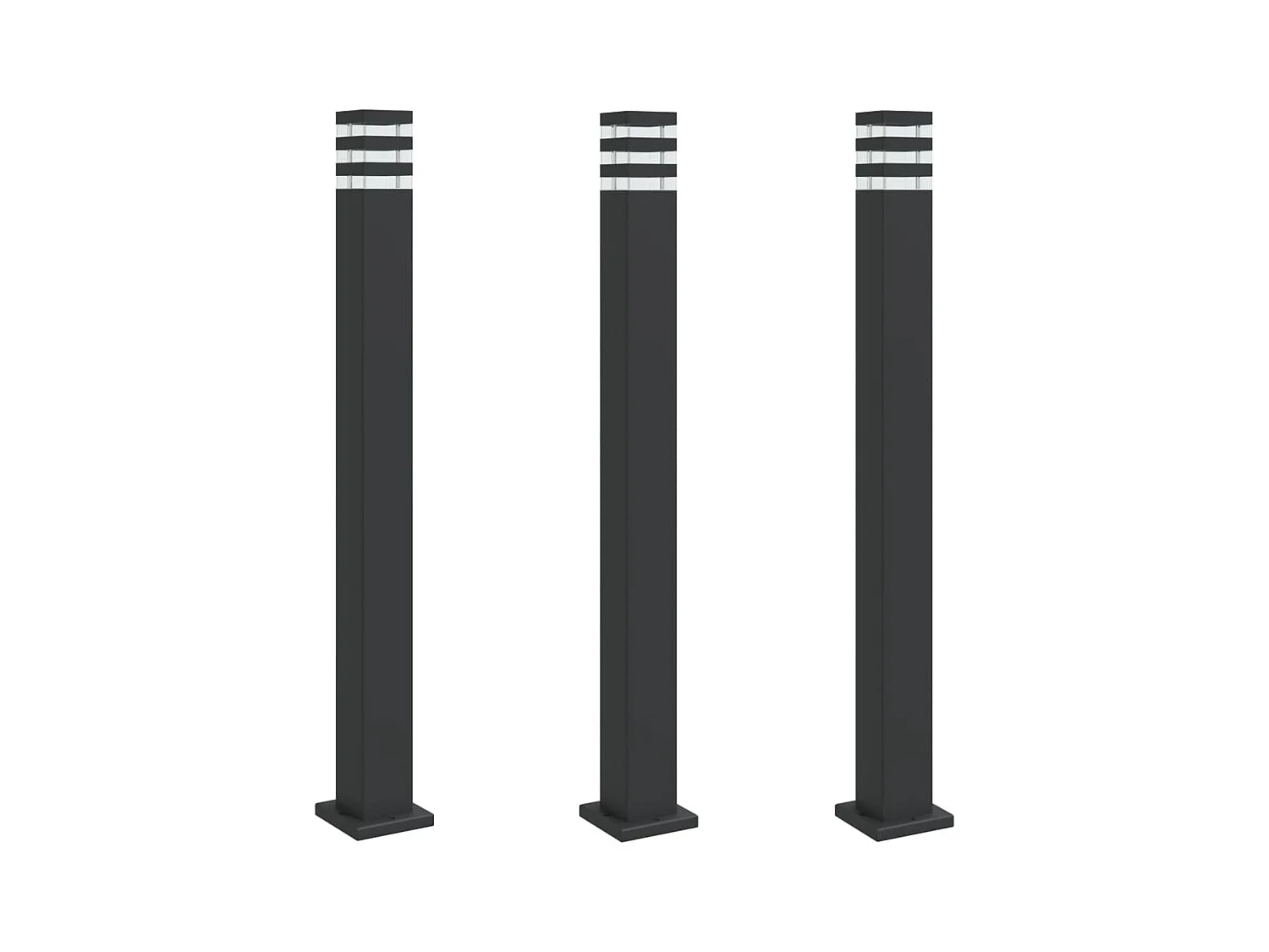 Lampadaires d'extérieur 3 pcs noir 110 cm aluminium FR241968