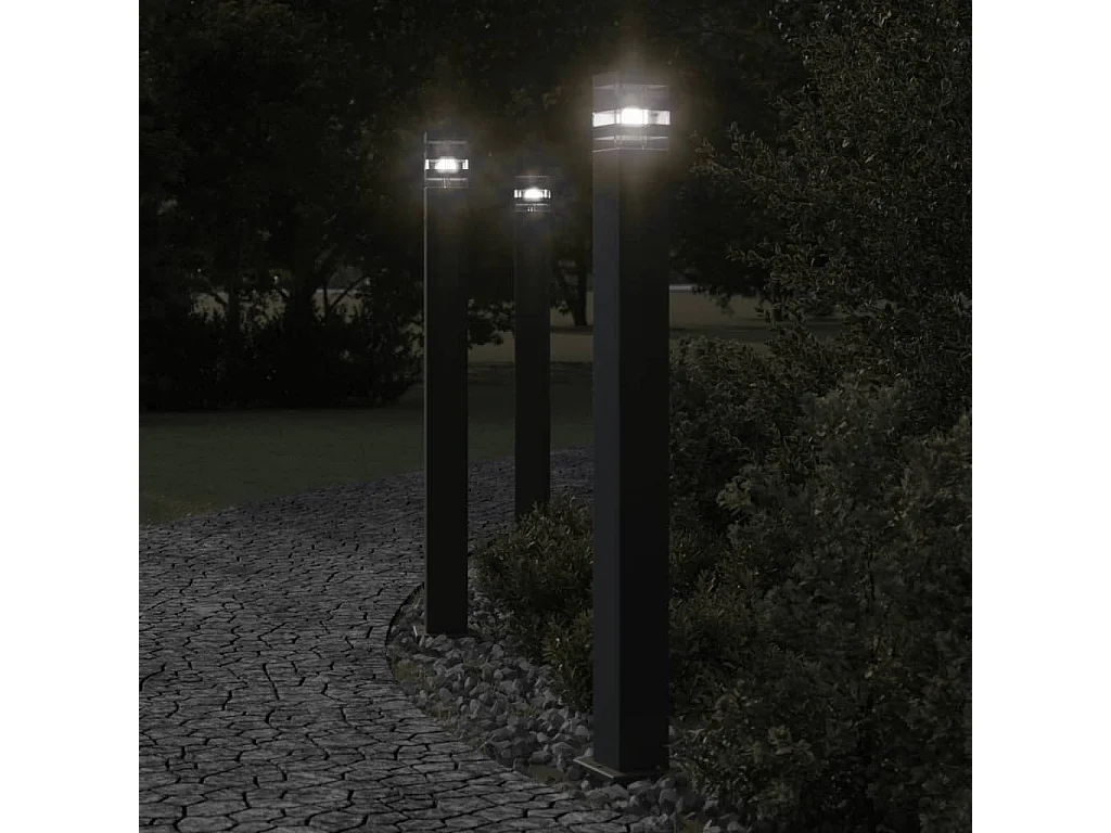 Vloerlampen voor buiten 3 st 110 cm aluminium zwart BE835514
