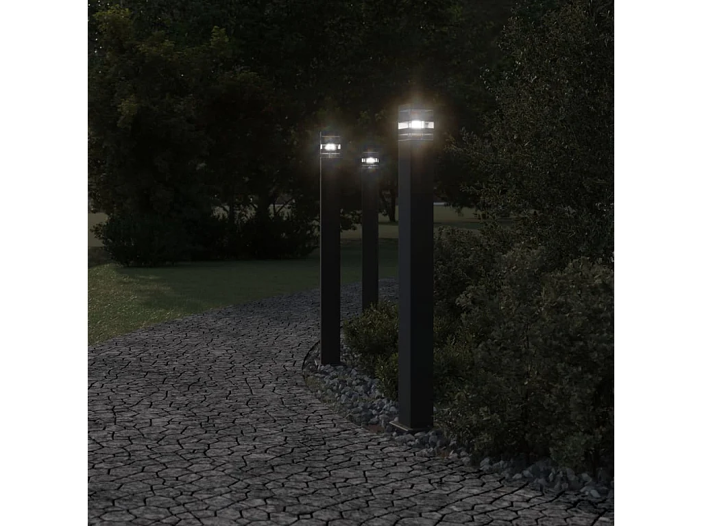 Vloerlampen voor buiten 3 st 110 cm aluminium zwart BE835514