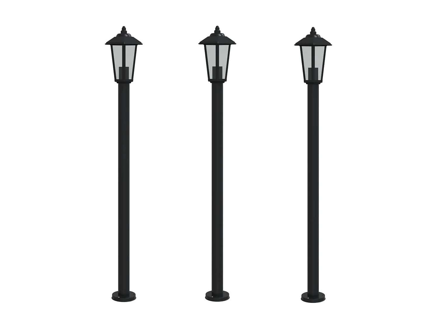 Lampadaires d'extérieur 3 pcs noir 120 cm acier inoxydable FR667644