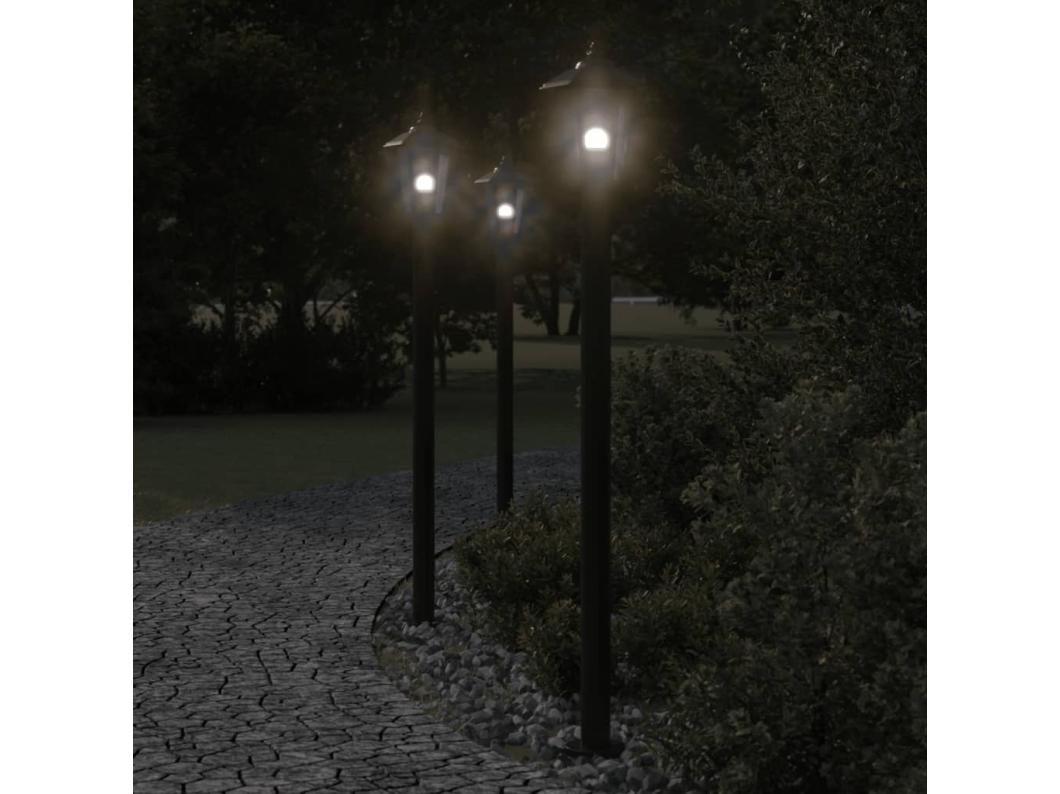 Vloerlamp voor buiten 3 st 120 cm roestvrijstaal zwart BE235430