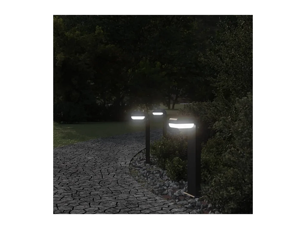 Lampadaires d'extérieur 3pcs noir aluminium moulé sous pression FR140535